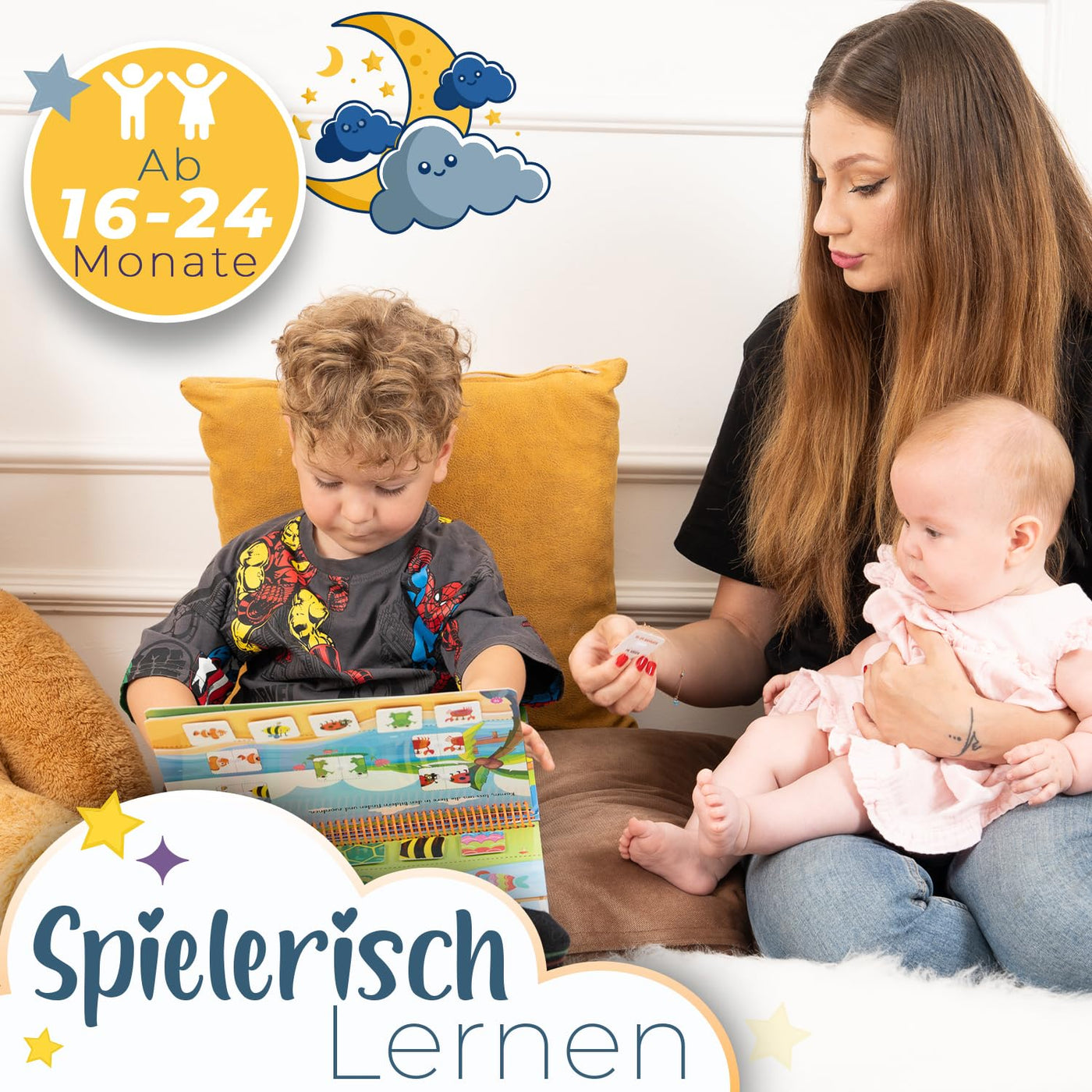 Montessori Spielzeug Buch für Kinder ab 16-24 Monaten, Quiet Book Lernspiel mit Klett-Sticker Funktion. Beschäftigung Busy Book für Mädchen und Jungen, das Spielzeug und Buch in einem vereint