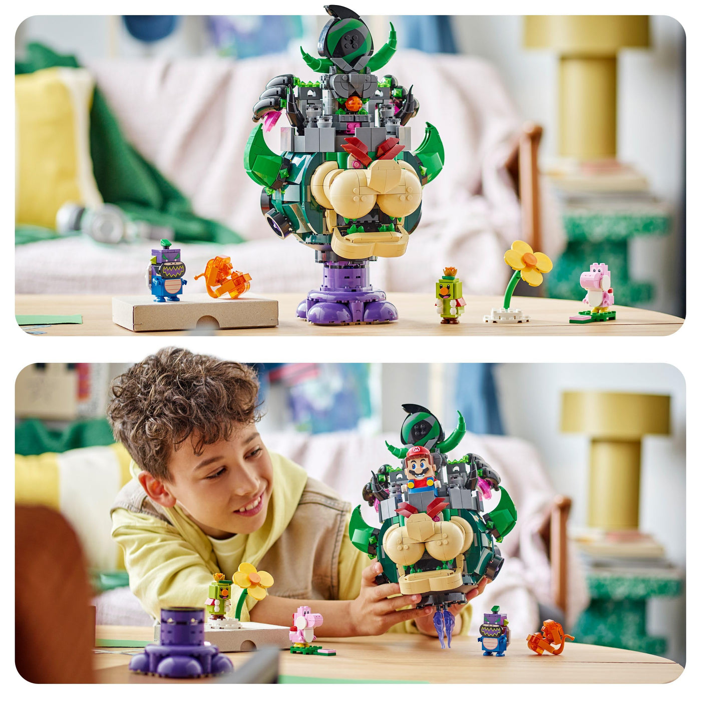 LEGO Super Mario Prinz Florian & Schloss Bowser - Interaktives Spielzeug mit 4 Figuren - Pinker Yoshi & Stand zum Spielen & Ausstellen - Gamer Geschenk für Jungen & Mädchen ab 9 Jahren - 72042