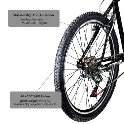Galano Mountainbike Hardtail 26 Zoll Path MTB Fahrrad 21 Gang Mountain Bike 26" (schwarz/weiß, 46 cm)