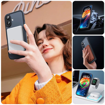 TOCOL 3 in 1 für iPhone 16 Hülle für Magsafe, mit 2 Schutzglas, Vollständiger Kameraschutz Stoßfest Kratzfest Magnetisch Handyhülle für iPhone 16 Case, Schwarz