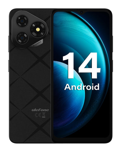 Ulefone Note 19 Handy Ohne Vertrag, 6GB + 32GB /512GB TF Handy Günstig, 6.56 Zoll HD+ Display Android 14 Smartphone, 5000mAh Batterie 8MP Kamera Simlockfreie Handys, 4G Dual SIM/Face ID/GPS-Schwarz