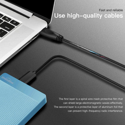 UnionSine Externe Festplatte 500GB ultradünn tragbar 2,5 Zoll USB 3.0, SATA, Festplattenspeicher für PC, Mac, Desktop-Computer, Laptop, Wii U, Xbox, PS4 (Blau) HD2510