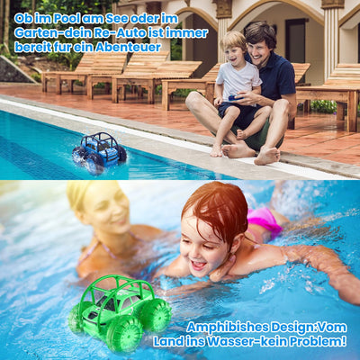 MaxTronic Amphibien Ferngesteuertes Auto, Wiederaufladbares Direktladen 360° Salto wasserdichtes RC Stunt Auto 2.4G 15KM/H 4WD Allrad Geländewagen Spielzeug für Jungen 3-12 Jahre