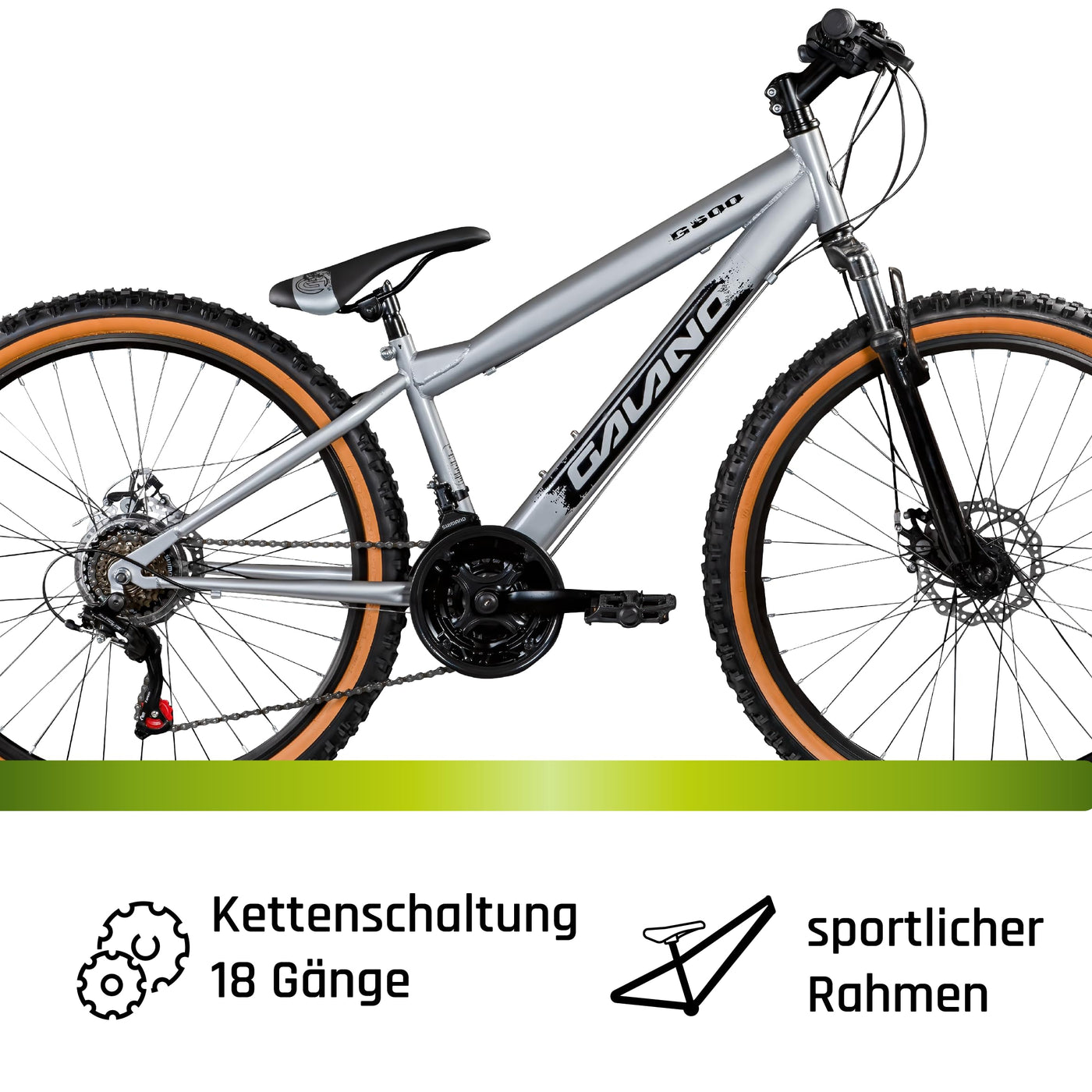 Galano G600 MTB Dirt Bike 26 Zoll für Erwachsene und Jugendliche ab 145 cm Mountainbike mit Federgabel Crossbike 18 Gang Kettenschaltung (raw, 33 cm)