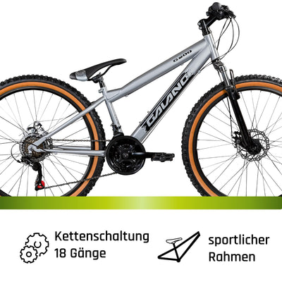 Galano G600 MTB Dirt Bike 26 Zoll für Erwachsene und Jugendliche ab 145 cm Mountainbike mit Federgabel Crossbike 18 Gang Kettenschaltung (raw, 33 cm)
