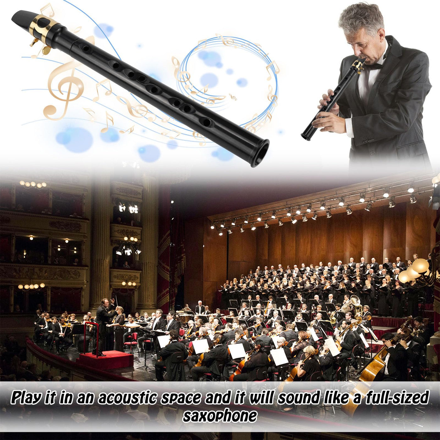 Mini Saxophon Spielbar Tragbares Instrumente Taschensaxophon Schwarz Pocket Saxophone Kit mit Saxophon Blätter Mundstück Tragetasche Zahnpolster Grifftabelle für Erwachsene Kinder Anfänger