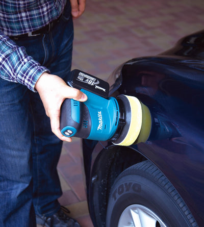 Makita DBO180Z Akku-Exzenterschleifer 18V (ohne Akku, ohne Ladegerät), Blau, Silber, 125 mm