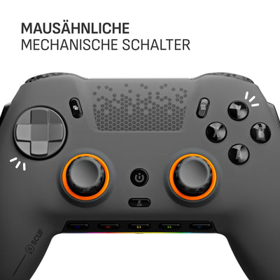 SCUF ENVISION PRO Wireless PC-Nur-Gaming-Controller - Fünf Abnehmbare G-Tasten - Abnehmbare Back-Paddles - Instant Triggers - iCUE-Kompatibel - Stahlgrau