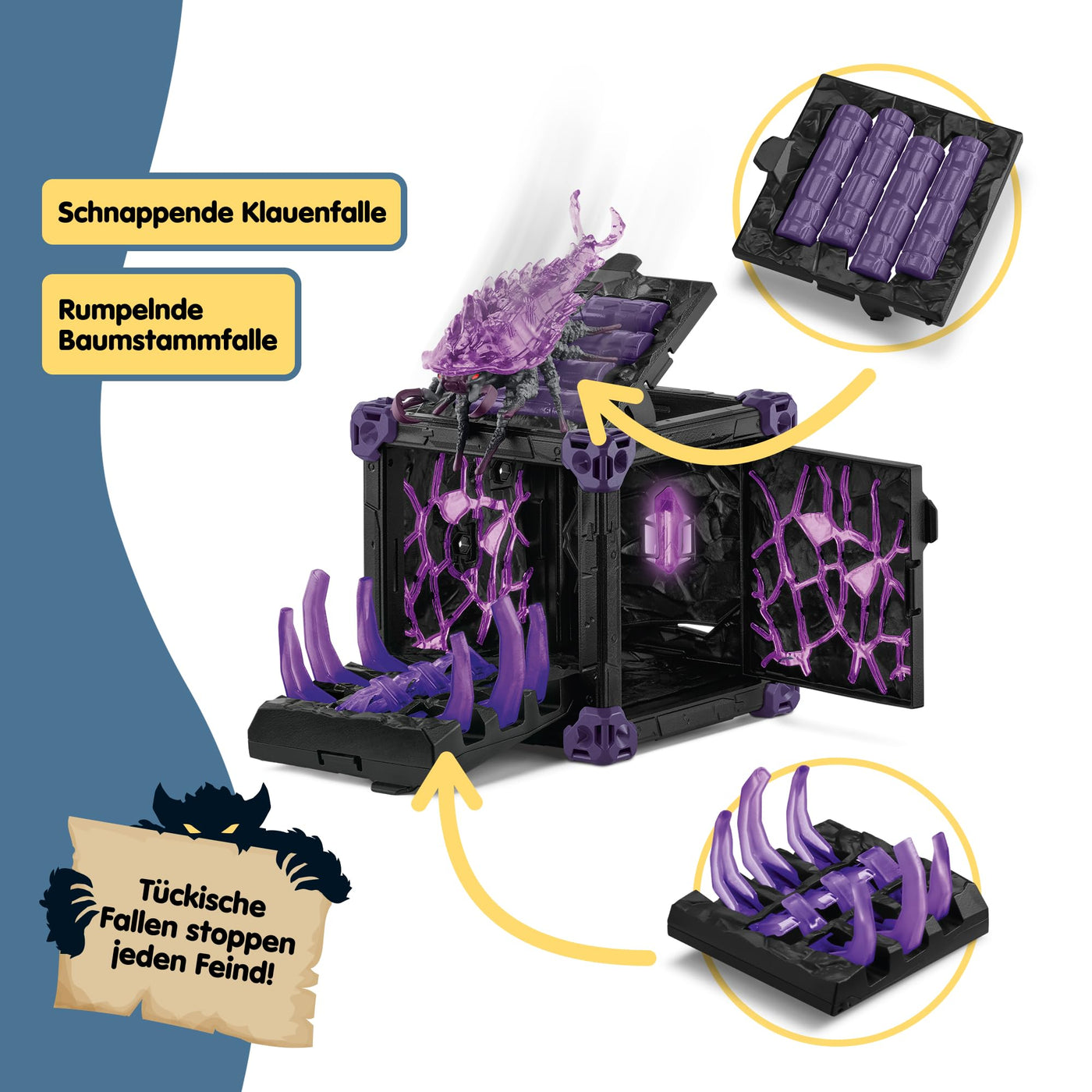 SCHLEICH ELDRADOR Creatures | Battle CAVE Schattenassel 42675 | Set aus ELDRADOR Battle Cave mit Monster und Schattenkristall | Battle Caves zur Arena stapelbar | Spielzeug ab 7 Jahren | 34 Teile