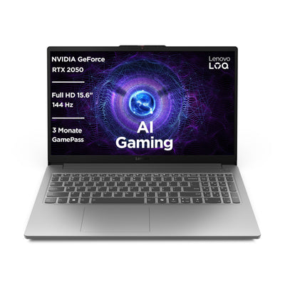 Lenovo LOQ Gaming Laptop | 15,6" Full HD 16:9 Display | 144Hz | Intel Core i5-12450HX | 16GB RAM | 512GB SSD | NVIDIA GeForce RTX2050 TGP 65W | G-Sync |QWERTZ | grau | AI Chip LA1
