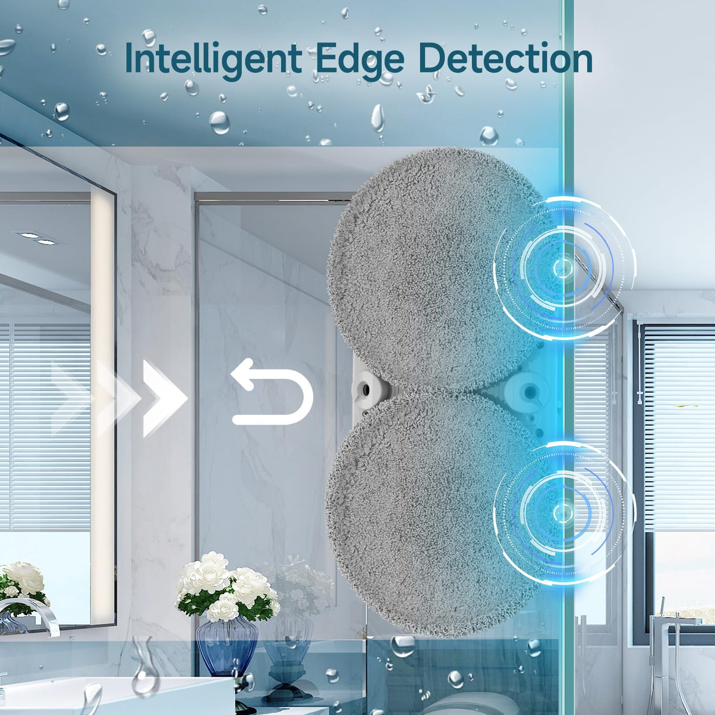 iDEEBO E300 Fensterputzroboter mit Doppelseitigem Sprühsystem, Auslaufsicherem Wassertank, Leicht Aufrüstbar, für Eine Gründliche Streifenfreie Fensterreinigung