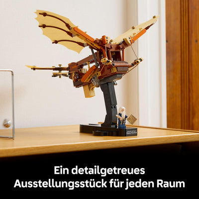LEGO Icons Leonardo da Vincis Fluggerät mit schlagenden Flügeln - Inklusive Minifigur & Ständer - Bauset für Erwachsene - Deko-Set für Zuhause - Geschenkidee - 10363