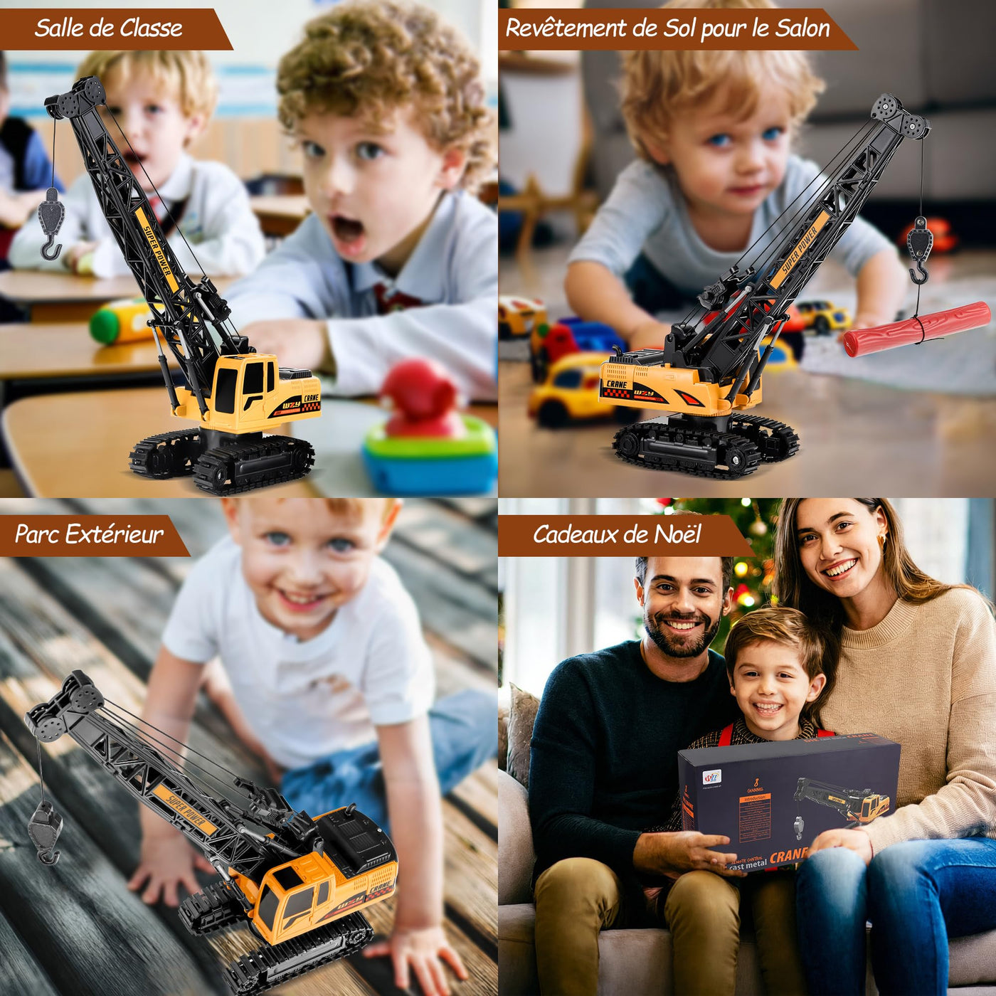Joellfuner Kran Spielzeug, 2,4G Kran Ferngesteuert mit Lichtern und Geräuschen Realistischer, Großer RC Kranspielzeug mit 12PCS Miniaturmodelle, Geschenk für Jungen und Mädchen (Standard)