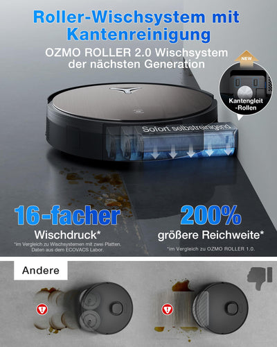 ECOVACS X11 OMNICYCLONE Saugroboter mit Wischfunktion, Blast + 19.500 Pa, ultraschnelles Akkuladen, OZMO Roller 2.0, Klettern max. 4 cm Höhe, Ausfahrender Wischmopp, PureCyclone 2.0 Auto-Entleerung