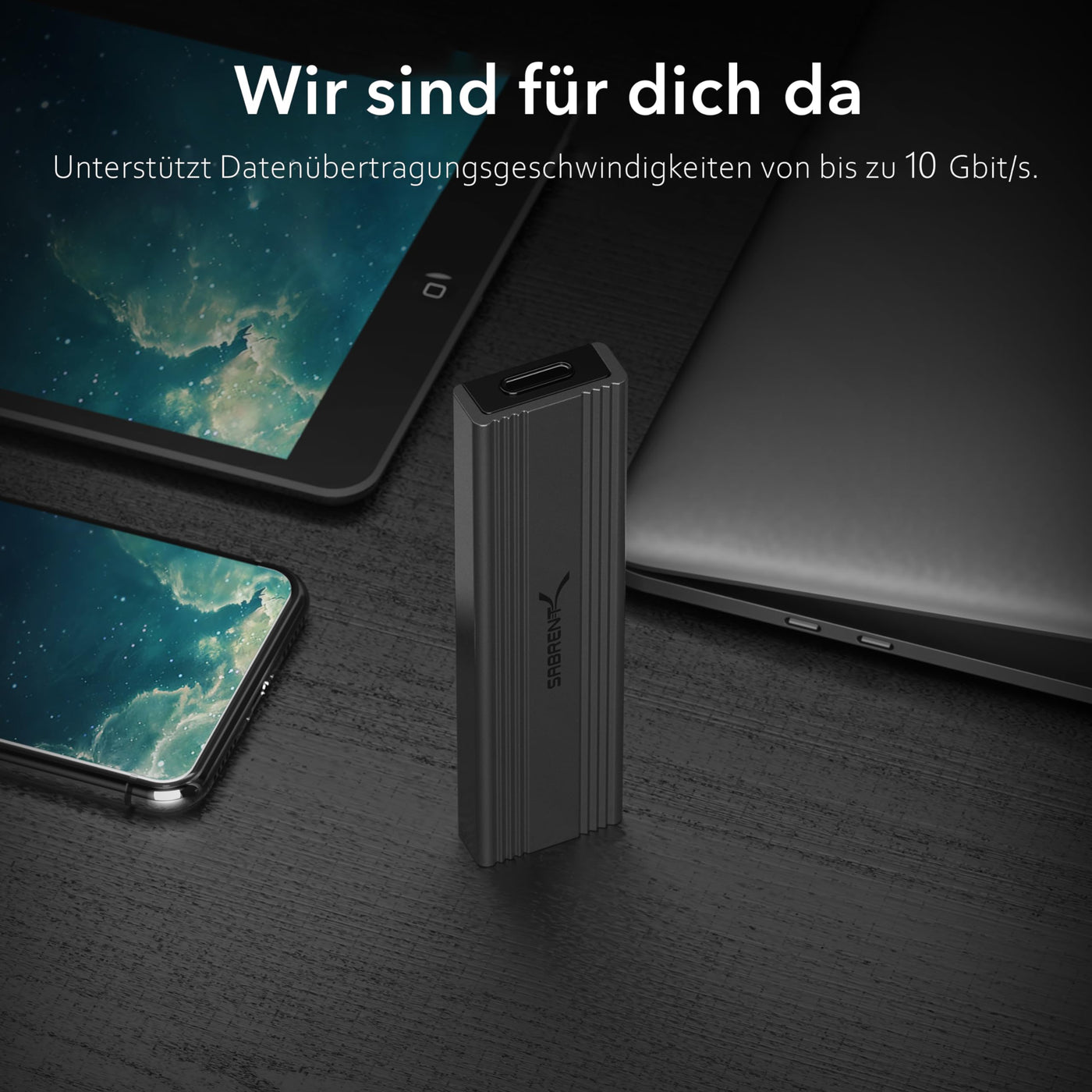 SABRENT NVMe Gehäuse und m2 SATA SSD Adapter (M-Key, M+B Key) USB C 3.2X2 10Gbps Kühlkörper Design (EC-SNVE)