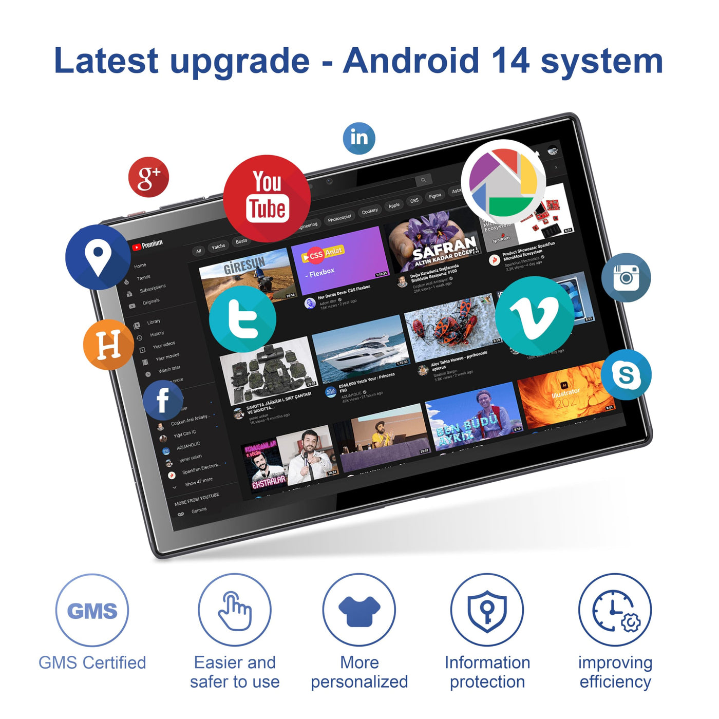 Tibuta Tablet 10 Zoll Android 14 5000mAh Quad-Core 6(2+4) GB RAM+64GB Tablet PC mit WiFi 6 2.4G/5G Bluetooth 5.0 1280 * 800 FHD Dual Kamera mit Hülle und Schutzfolie 2025 (Grau)