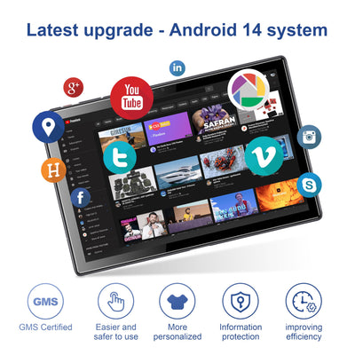 Tibuta Tablet 10 Zoll Android 14 5000mAh Quad-Core 6(2+4) GB RAM+64GB Tablet PC mit WiFi 6 2.4G/5G Bluetooth 5.0 1280 * 800 FHD Dual Kamera mit Hülle und Schutzfolie 2025 (Grau)