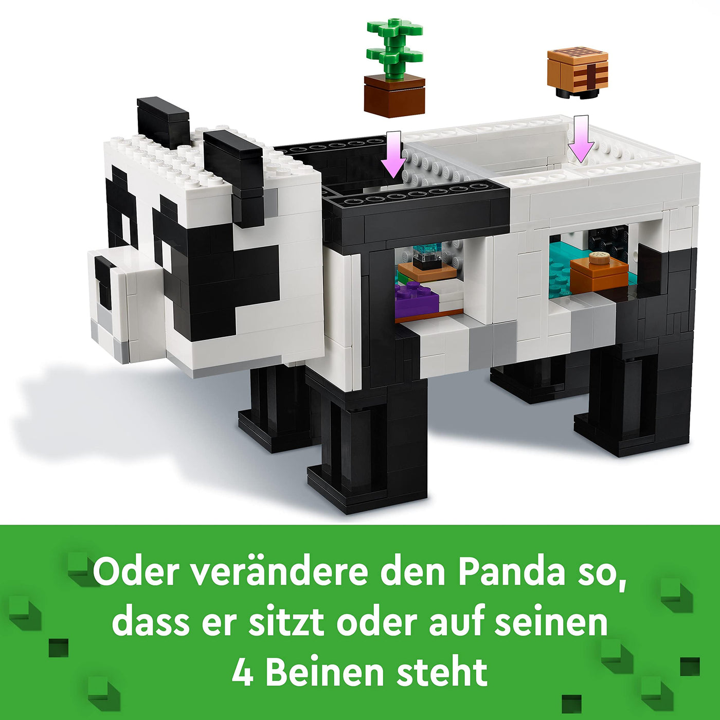 LEGO 21245 Minecraft Das Pandahaus Set, bewegliches Panda-Spielzeug-Haus mit Tier-Figuren und Skelett, Spielzeug für Jungen und Mädchen ab 8 Jahren