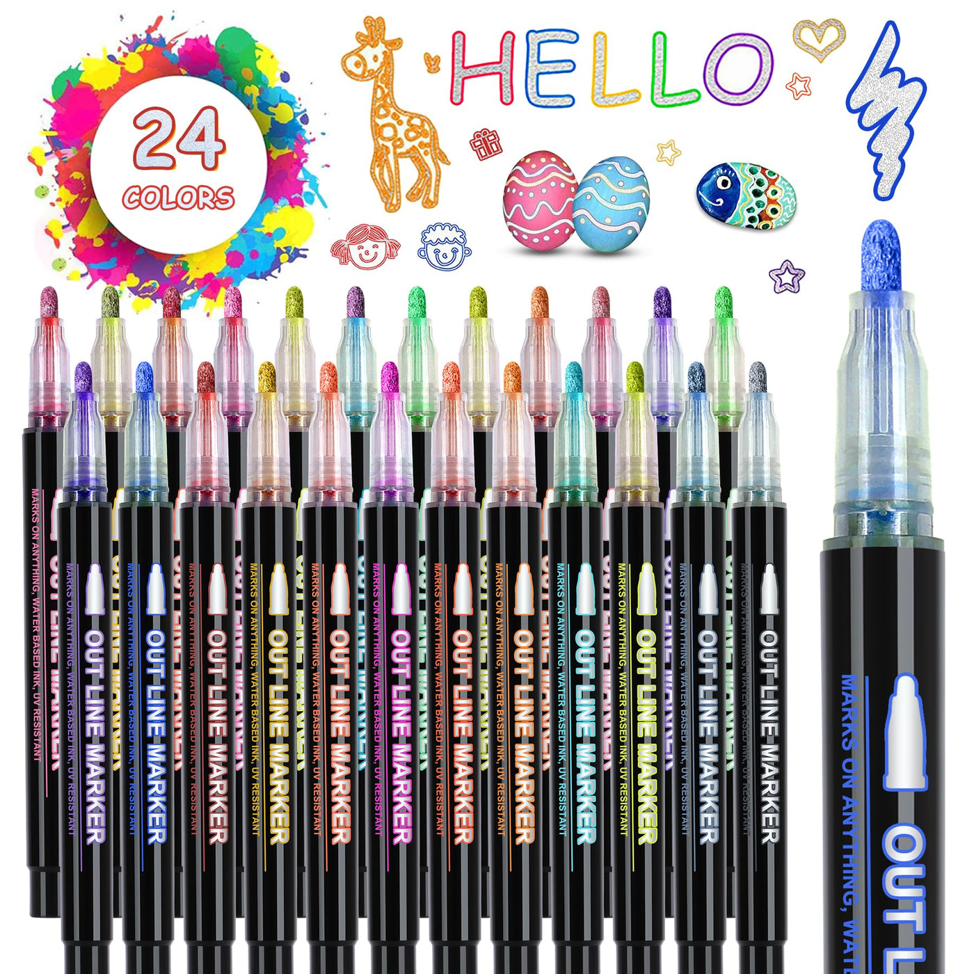 24 Glitzerstifte Magische Stifte, stifte mädchen Outline Stifte zauberstifte Zauberstifte für Scrapbooking, Basteln, Schulanfang Einschulung, Geschenke für kinder kleinigkeiten für adventskalender
