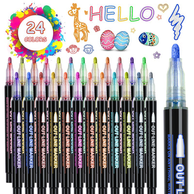 24 Glitzerstifte Magische Stifte, stifte mädchen Outline Stifte zauberstifte Zauberstifte für Scrapbooking, Basteln, Schulanfang Einschulung, Geschenke für kinder kleinigkeiten für adventskalender