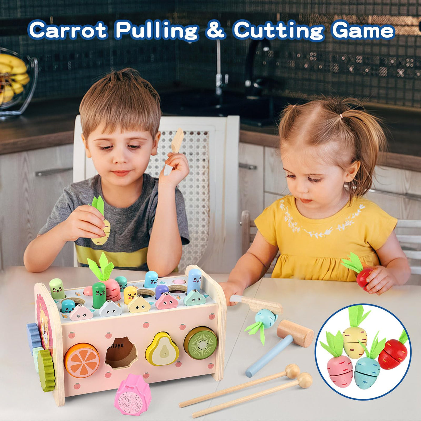 Montessori Spielzeug ab 1 Jahr, 9 in1 Kinderspielzeug Holzspielzeug Motorikspielzeug Hammerspiel Steckspiel Geschenk 12 Monate 2 3 Jahr Kinder Junge Mädchen Kleinkind Baby Lernspielzeug Motorikwürfel