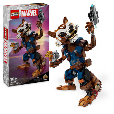 LEGO Marvel Rocket & Baby Groot, baubares Superhelden-Spielzeug für Kinder aus Marvel Studios' Guardians of The Galaxy, Figur für Rollenspiele, Geschenk für Jungs und Mädchen ab 10 Jahren 76282