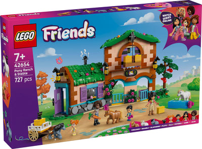 LEGO Friends Ponyhof & Stall - Kreatives Spielset mit 2 Spielfiguren, 2 Mikro-Figuren und 4 Tieren - Kreatives Pferde Spielzeug - Kinder Geschenk für Mädchen und Jungen ab 7 Jahren 42654