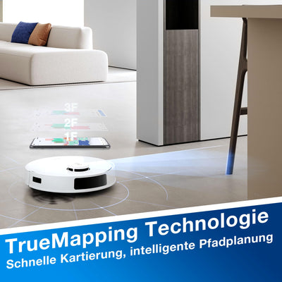 ECOVACS DEEBOT N20 Plus Saugroboter mit Wischfunktion, 8000Pa Saugkraft, staubbeutellose PureCyclone Station, Anti-Haar-Verhedderung, bis zu 300 Minuten Laufzeit, White