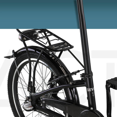 PACTO Seven - Hollandrad Hochwertiges Klappfahrrad 27cm Aluminiumrahmen Bike 20 Zoll Aluminiumräder Bicycle, 3 Speed Shimano Gänge Faltrad Klapprad Fahrrad Klappfahrrad Für Erwachsene Schwarz
