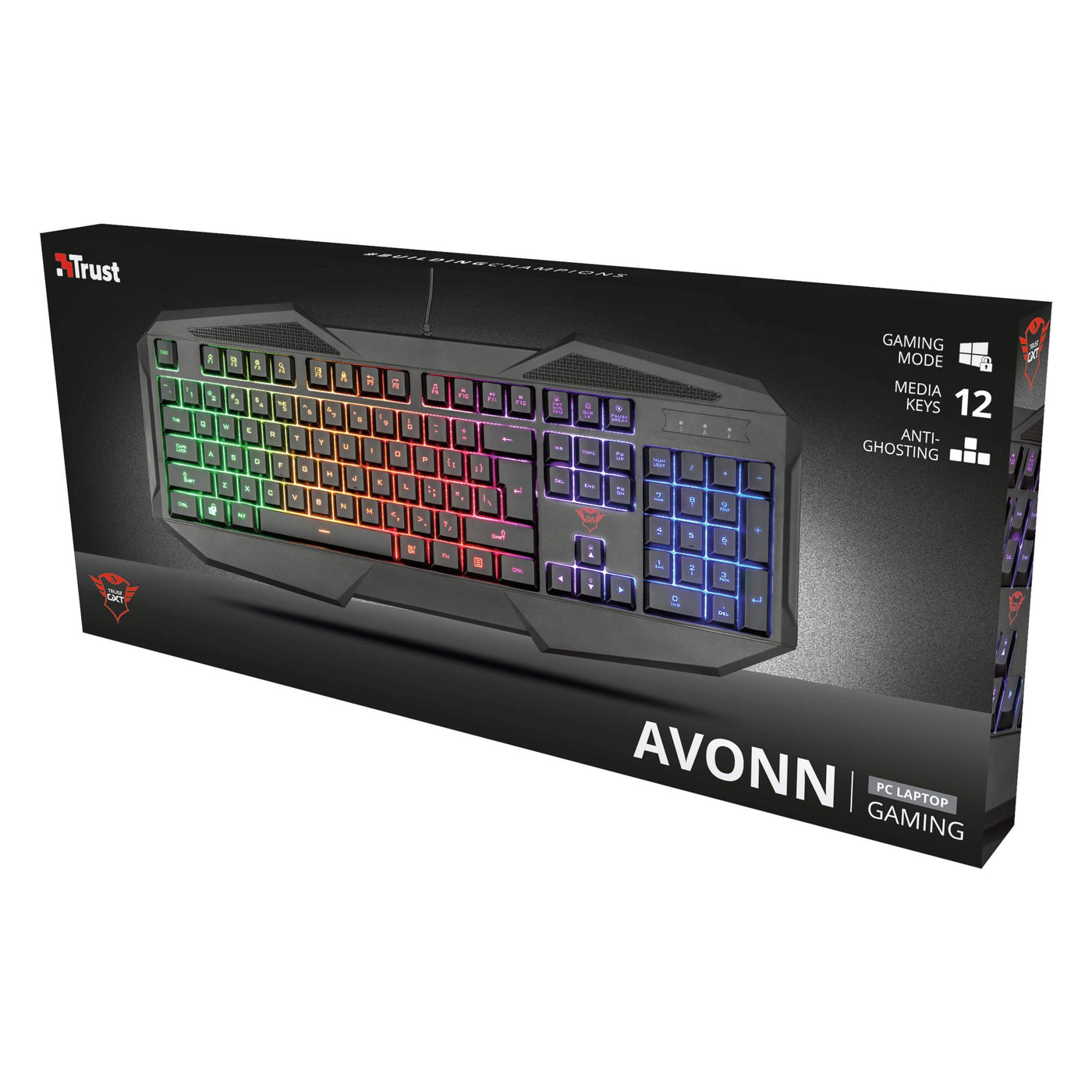 Trust Gaming Avonn Gaming Beleuchtete Tastatur [Italienisches Layout] Schwarz