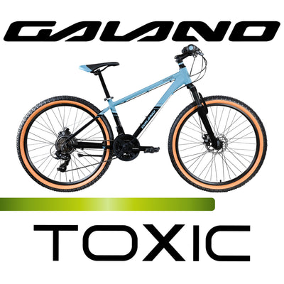 Galano Toxic Mountainbike 26 Zoll ab 145 cm für Damen Herren Mädchen Jungen mit 21 Gang, Federgabel und Scheibenbremse Fahrrad MTB Hardtail Unisex (schwarz/blau, 36 cm)