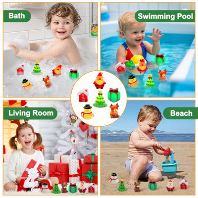 Badespielzeug Leuchtend für Kinder, 6Stück Weihnachts Badewannenspielzeug mit Licht, Baby Wasserspielzeug Ab 1 Jahr, Leuchtspielzeug für Badewanne Geschenk zu Weihnachten