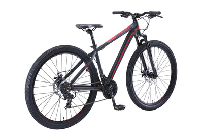 BIKESTAR Hardtail Aluminium Mountainbike Shimano 21 Gang Schaltung, Scheibenbremse 29 Zoll Reifen | 17 Zoll Rahmen Alu MTB | Schwarz Rot