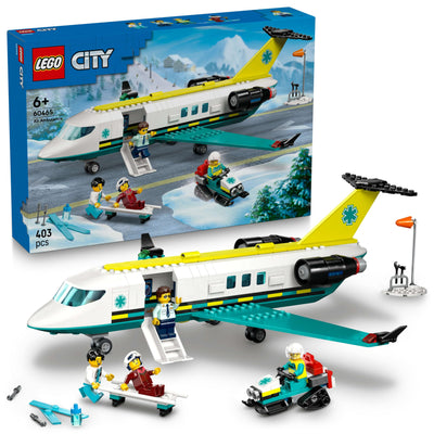 LEGO City Notfallrettungsflugzeug – Set mit Flieger, Schneemobil und 4 Mini-Figuren: Rettungssanitäter, Pilot, Arzt und Skifahrer – tolles Geschenk für Kinder ab 6 Jahren – 60465