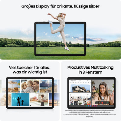 Samsung Galaxy Tab A9+ WiFi Android-Tablet, 128 GB Speicherplatz, Großes Display, 3D-Sound, Simlockfrei ohne Vertrag, Graphite, Inkl. 3 Jahre Herstellergarantie [Exklusiv bei Amazon]
