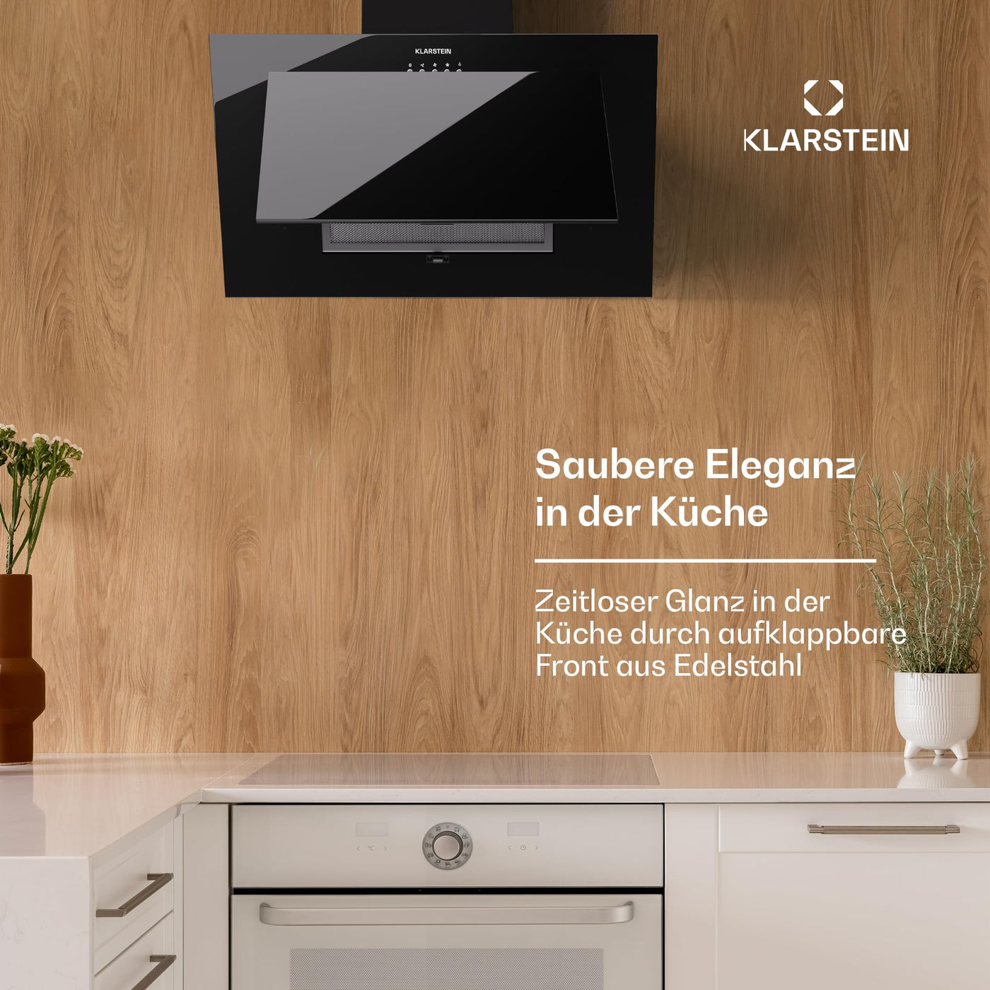 Klarstein Dunstabzugshaube 60cm, Abluft/Umluft Dunstabzugshaube mit Spülmaschinenfestem Filter, Energieeffizienz A++, LED-Beleuchtung, Leise Abzugshaube mit 305m³/h Luftstrom, Effiziente Wandhauben