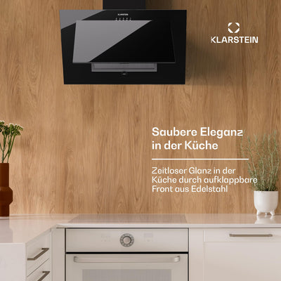 Klarstein Dunstabzugshaube 60cm, Abluft/Umluft Dunstabzugshaube mit Spülmaschinenfestem Filter, Energieeffizienz A++, LED-Beleuchtung, Leise Abzugshaube mit 305m³/h Luftstrom, Effiziente Wandhauben