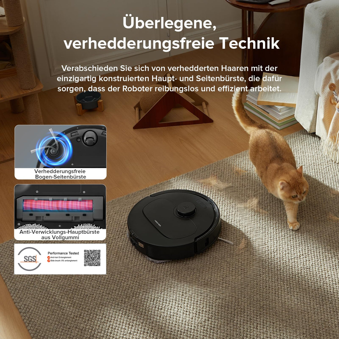 roborock Qrevo Serie Saugroboter mit Wischfunktion&Hebarem Wischmopp, 8000Pa Saugkraft(verbessert von Qrevo S), Anti-Verfilzungs-Seitenbürste, Hindernisvermeidung, All-in-One Dock, Schwarz(QV 35A)