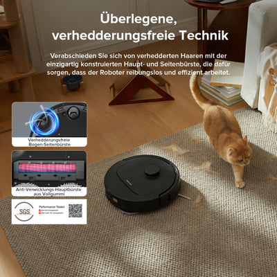 roborock Qrevo Serie Saugroboter mit Wischfunktion&Hebarem Wischmopp, 8000Pa Saugkraft(verbessert von Qrevo S), Anti-Verfilzungs-Seitenbürste, Hindernisvermeidung, All-in-One Dock, Schwarz(QV 35A)