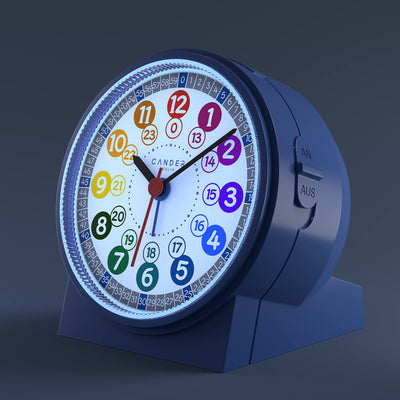 Cander Berlin MNU 1009 J Kinderwecker Wecker Kinder lautlos blau geräuschlos Lernuhr Kinderuhr Licht Snooze Tischuhr Beleuchtung geräuscharm Schlummer