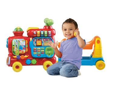 VTech Baby ABC-Eisenbahn – Rutschfahrzeug, Zieh- oder Laufwagen und Spielboard mit Zahlen, Buchstaben, Farben, Tieren und Musik – Für Kinder von 12-36 Monaten