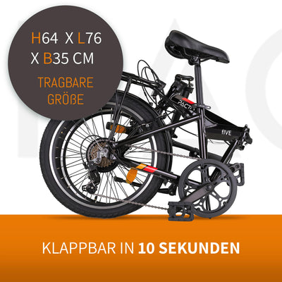 PACTO Five - Hollandrad Hochwertiges Klappfahrrad 27cm Aluminiumrahmen Bike 20 Zoll Aluminiumräder Bicycle, 6 Speed Shimano Gänge Faltrad Klapprad Fahrrad Klappfahrrad Für Erwachsene