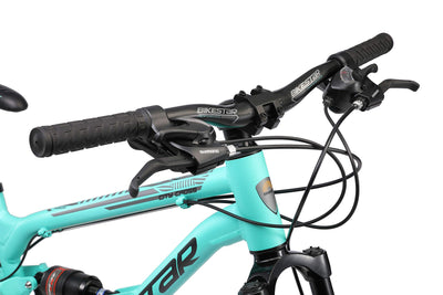 BIKESTAR Fully Aluminium Mountainbike Shimano 21 Gang Schaltung, Scheibenbremse 26 Zoll Reifen | 16 Zoll Rahmen Alu MTB Vollgefedert | Mint