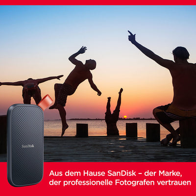 SanDisk Portable SSD 1 TB (externe Festplatte mit SSD Technologie 2,5 Zoll, 800 MB/s Übertragungsraten, robustes Laufwerk, robuste Befestigungsschlaufe aus strapazierfähigem Gummi) grau