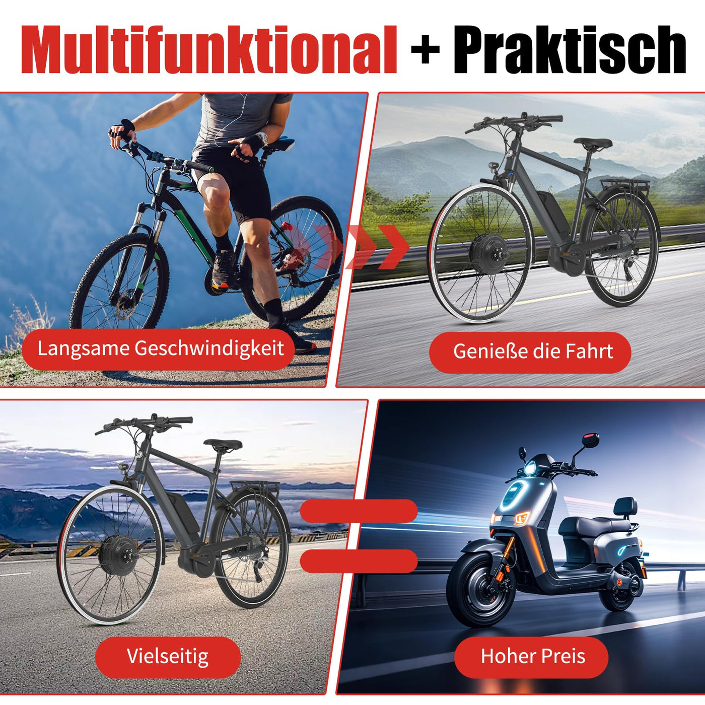 JINPRDAMZ 24 Zoll 500W 36V Ebike Umbausatz mit LCD Display, Frontmotor Fahrrad E-Bike Hub Umbausatz, E-Bike Vorderrad Umbausatz Kit Elektrofahrrad Umbausatz