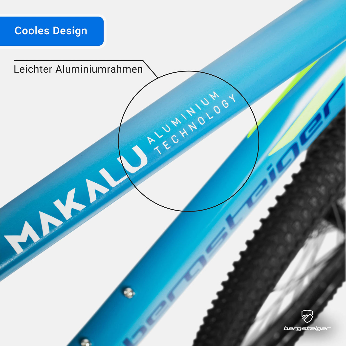 Bergsteiger Makalu 26, 29 Zoll Mountainbike Aluminium, geeignet ab 150 cm, Scheibenbremse, 21 Gang-Schaltung, Hardtail, Jungen-Fahrrad & Herren-Fahrrad