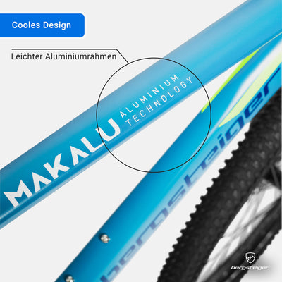 Bergsteiger Makalu 26, 29 Zoll Mountainbike Aluminium, geeignet ab 150 cm, Scheibenbremse, 21 Gang-Schaltung, Hardtail, Jungen-Fahrrad & Herren-Fahrrad