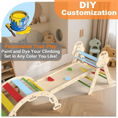 Montessori Indoor Spielset: 7-in-1 Klettergerüst mit Rutsche, Bogen & Matte für Kleinkinder und Kinder (1-3 Jahre)