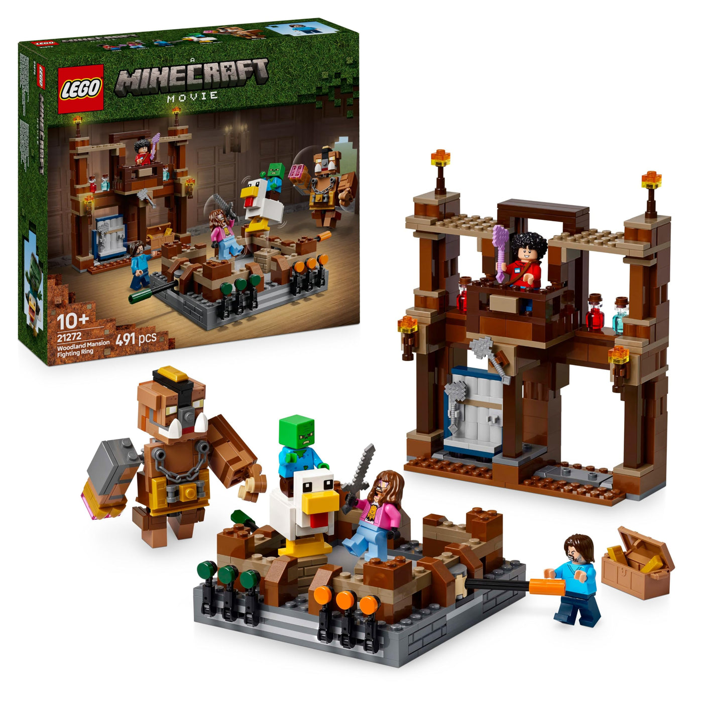 LEGO Minecraft Waldanwesen mit Boxring - Interaktives Gaming Spielzeug- Baby-Zombie, Steve, Garret und Henry Minifiguren - Gamer Geschenk für Jungen, Mädchen und Videospiel Fans ab 10 Jahren - 21272