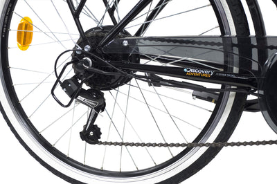 Denver Discovery E4000 E-Bike, City Bike mit 26 Zoll Rädern, Shimano 6-Gang-Schaltung für Damen, Schwarz